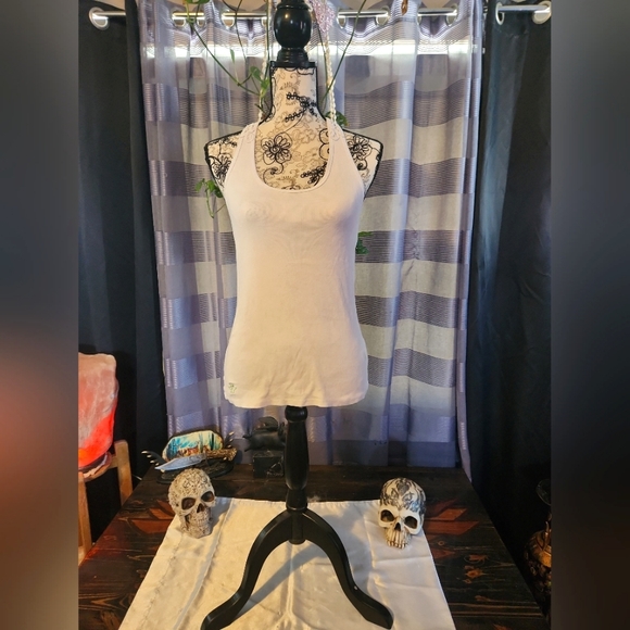 TIN HAUL White Tank Top with Lace Back - Picture 1 of 3